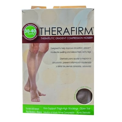 Picture of Therafirm Knee High Stocking 20-30/30-40 mmHg Firm Compression Support Nylons Grey