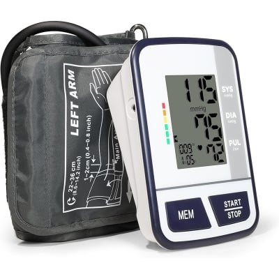 Picture of Blood Pressure Monitor Digital Upper Arm Blood Pressure Machine for Indoor/Outdoor Use with 120 Reading Memory Quick & Easy BP Machine Adjustable Arm Cuff 8.6"- 14.2" Large LCD Display Grey