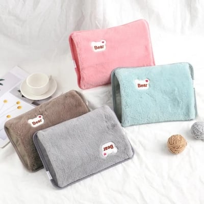 Picture of Rechargeable Hot Water Bag Winter Electric Hot Water Bottles Rechargeable Hot Water Bag Heated Water Bag with Flannel Cover Multicolor