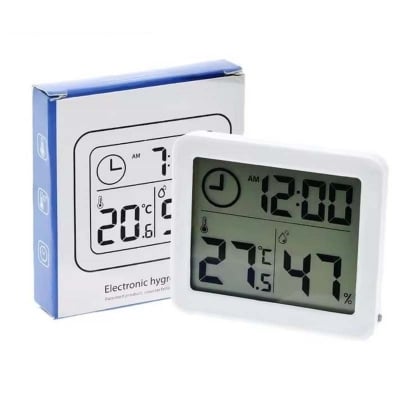 Picture of Digital Wall Clock With 3.2inch LCD Display Temperature Time Humidity Meter For Indoor Bedroom Baby Room5 White