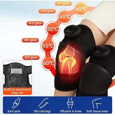 Picture of Cordless Heated Knee Massager with Vibration, FSA HSA Eligible, Rechargeable Heated Knee Brace Wrap for Knee Pain Relief with 3 Heating Levels & 2 Vibration,3 in 1 Heated Knee Pad forShoulderElbow 1 peace Grey