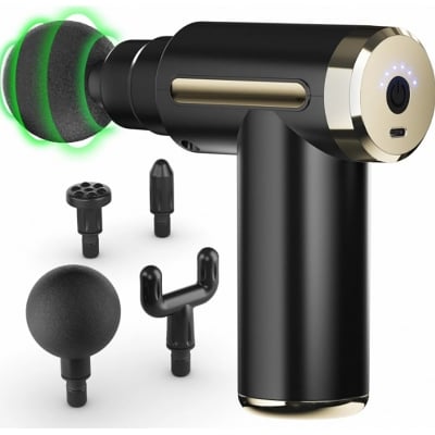 Picture of Massage Gun Deep Tissue for Pain Relief with 4 Massage Heads & 6 Speeds, Electric Mini Handheld Body Massager for Any Pain Relief Multicolor