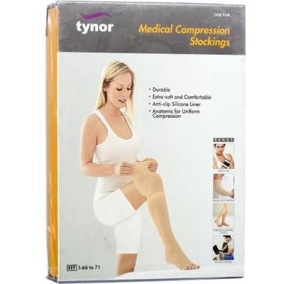 Picture of Tynor Medical Compression Stockings Thigh High  India (20-30) Class -2 Grey