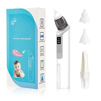 Picture of Baby Nasal Aspirator, Rechargeable Nasal Absorber, Electric Baby Nasal Cleaner, 1 Clip with 2 Size Nozzles, 1 Clip for Newborns and Toddlers, Adjustable 6 Levels Multicolor