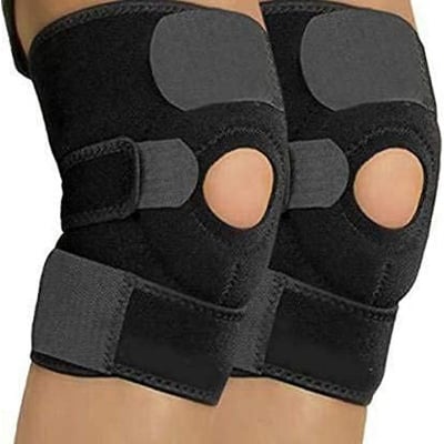 Picture of Galaxy Knee Cap for Men and Women, Adjustable Knee Support Patella, Knee Brace for Knee Pain Relief, Ligament Injury, Protection at Gym, Running,and Sports(pair) (free size) (Black,Pack of 2) Beige