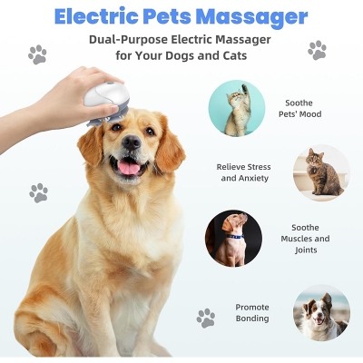 Picture of Cat Massager, Electric Scalp Massager, Head Massager with 4 Massage Heads, Back and Scalp Massager Relieving Tight Stiffness Muscles, Promote Bonding Multicolor