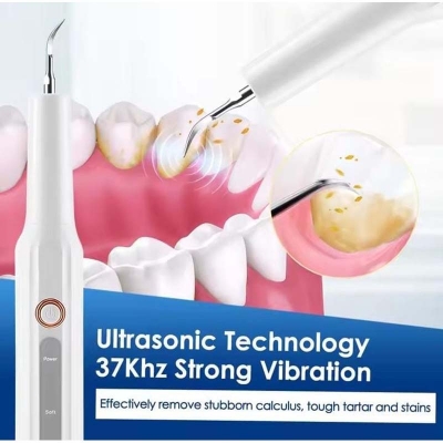 Picture of Ultrasonic Tooth Cleaner - Plaque Remover for Teeth Remove Teeth Stain tarter Plaque Calculus - with Led 3 Adjustable Modes 2 Replaceable Clean Heads - 100% Safe 