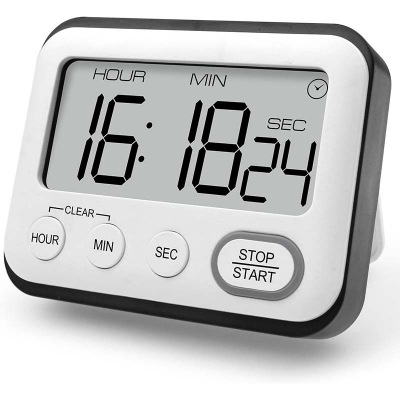 Picture of Kitchen Timer, Alarm Clock, Multifunctional Digital Cooking Timer with Large LCD Display, Magnetic Stopwatch, Timer with Clock, Alarm Clock, Magnet Multicolor