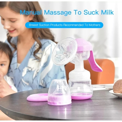 Picture of Manual Breast Pump - Adjustable Suction Silicone Hand Pump Breastfeeding, Small Portable Manual Breast Milk Catcher Baby Feeding Pumps & Accessories, Mother’s Day Gifts White
