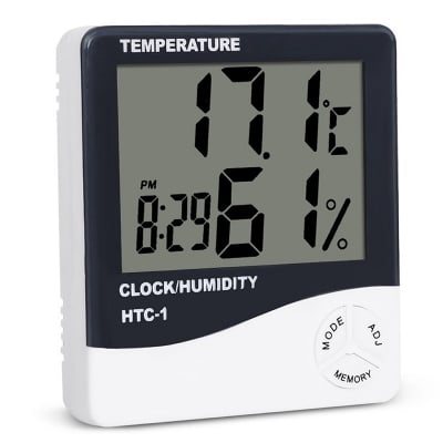 Picture of LCD Electronic Digital Temperature Humidity Meter Thermometer Hygrometer Indoor Outdoor Weather Station Clock HTC-1 HTC-2 White