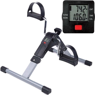 Picture of Fitness Mini Cycle Pedal Exerciser with Fixing Straps  Adjustable Resistance Levels and Digital Display  Compact & Portable Design (Black)