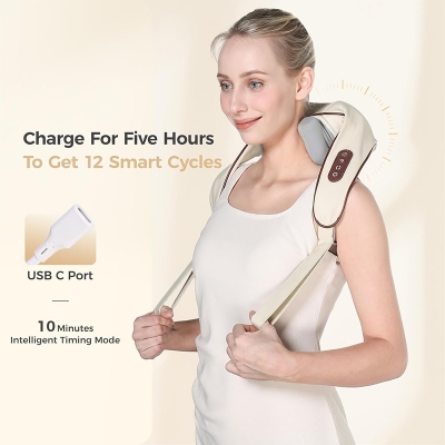 Picture of Neck And Back Massager With Heating, Body Massager For Body Aches And Pains Relief, Electric 5D Cervical Massage Machine For Deep Tissue Neck, Back, Shoulders, Waist And Legs Multicolor