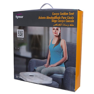 Picture of TYNOR Coccyx Cushion Seat, Grey, Universal Size, 1 Unit (Foam, Pack of 1) Multicolor