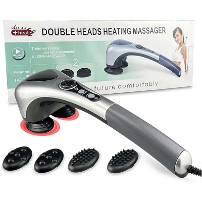 Picture of Electric Neck Hammer Dual-Head Vertebra Roller Back Hot Compress Massage Stick Portable Shoulder Cervical Spine Massage White