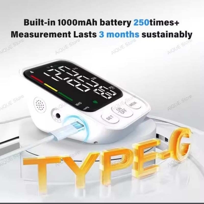 Picture of Charging LED Backlit Upper Arm BP Monitor Blood Pressure Monitor 2 Users Medical Tonometer Cuff Digital Irregular Pulse White