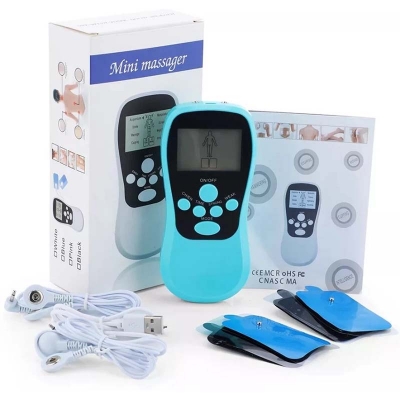 Picture of Rechargeable Tens Digital Therapy Machine Electronic Tens Unit Electrotherapy Device  (Pulse Massager with 8 Modes with 4 Pads) Multicolor