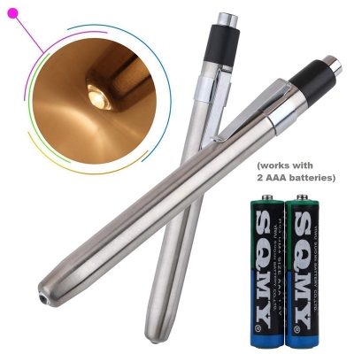 Picture of Stainless Steel Mini Medical Pocket Pen Torch (Warm Yellow Light) Grey
