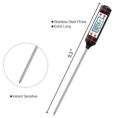 Picture of Electronic Digital BBQ Thermometer -50 To 300'C Instant Read Oven Thermometer Tools Probe Household Thermometer with Long Probe White