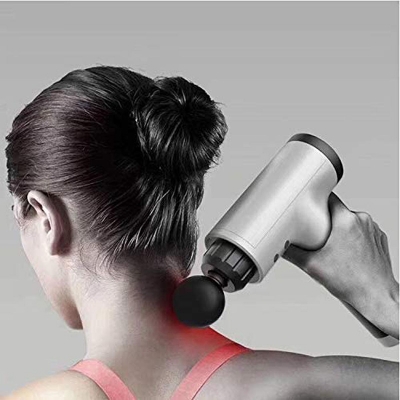Picture of 6 Adjustable Speed Massage Massage Physiotherapy Device Handheld Portable and Rechargeable Full Body Vibration Device for Pain Relieve with 4 Massage Head Facial Massager Light Ash