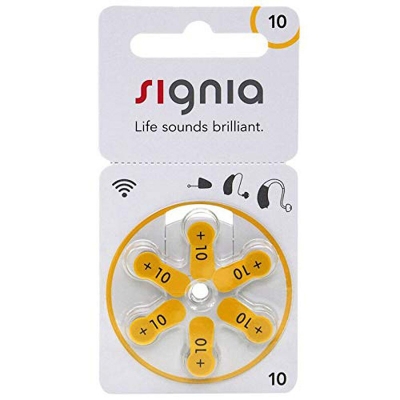 Picture of Signia Hearing Aid Battery Size 10, 6 Batteries Pack Light Ash