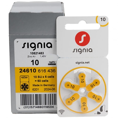 Picture of Signia Hearing Aid Battery Size 10 , Pack of 60 Batteries Black