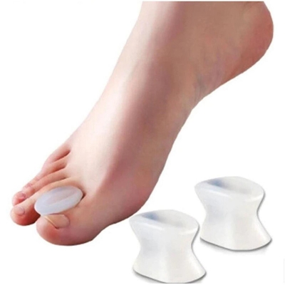 Picture of 1pair Toe Separators Spacer Straightener thumb finger big feet device pad toe pads thumb valgus corrector Relief Foot Bunion White
