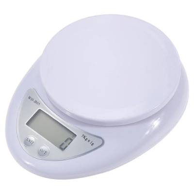 Picture of 5 Kg/1GramKitchenScale Reusable Electronic Scale with Portable LED Digital Display FoodScale Weighing Scale Kitchen Baking Scale White