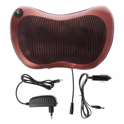 Picture of Electronic Neck Cushion Full Body Massager with Heat for pain relief Massage Machine for Neck Back Shoulder Pillow Massager - Swiss Relaxation therapy Brown
