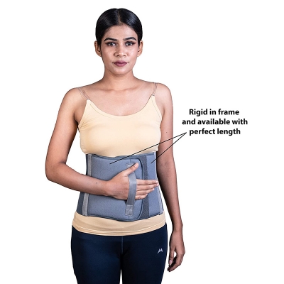 Picture of Abdominal Belt after delivery Tummy Reduction Trimmer Belly Slimming Binder for Women & Men Abdomen Compression Support Grey Hook and Loop closure 