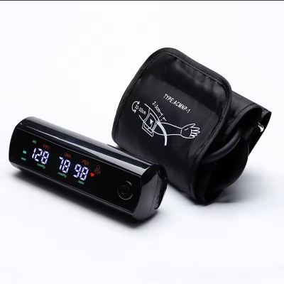 Picture of LCD Screen Sphygmomanometer, Rechargeable Li-ion Battery, English Voice, Large LCD Screen, Blood Pressure Monitor, Tonometer, Arm Light Ash