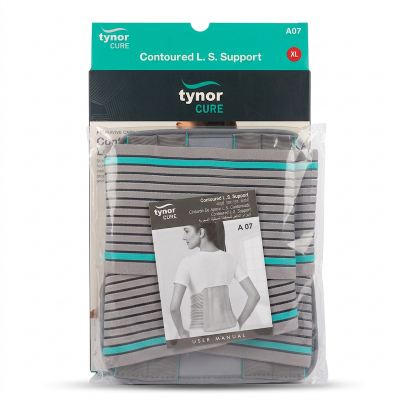 Picture of Tynor Contoured L.S support,(Soientifically designed belt with four contoured rigid splints inside the back panel that provides strong immobilisation and support ) Grey