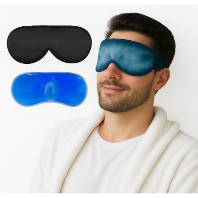 Picture of elvet Cooling Gel Relaxing Eye Sleep Mask For Dark Circles, Dry Eyes, Cooling Eyes, Pain Relief, Redness, Eye Patches, Sleeping Cool Pad Suitable For All Family Members Sleeping Mask Black