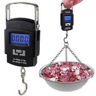 Picture of Portable Hook Weighing Machine Digital Type Manual Weight M/c 10 Kg-50Kg Temp Scale for Home, Kitchen, Traveling - weight machine Black