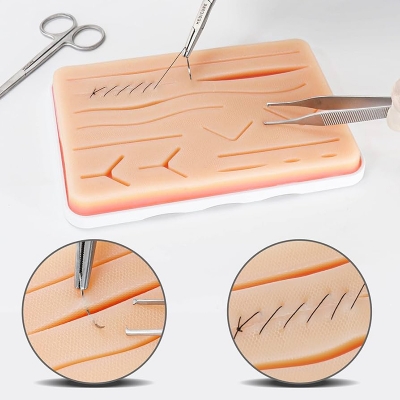 Picture of Reusable Surgical Medical Practice Traumatic Simulation Wounds Training Teaching Model Suture Kit Pad Silicone Fake Skin Suture Peanut