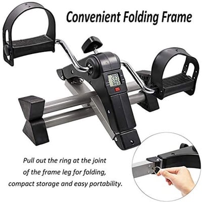 Picture of Fitness Mini Cycle Pedal Exerciser with Fixing Straps  Adjustable Resistance Levels and Digital Display  Compact & Portable Design (Black)
