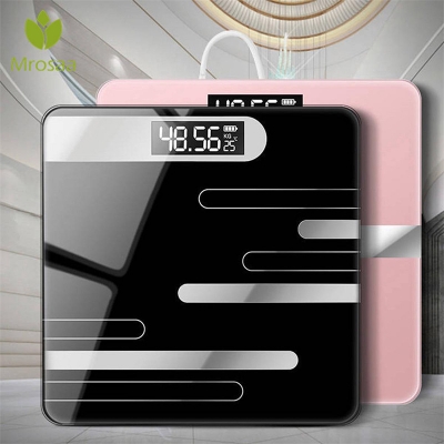 Picture of Personal Digital Bathroom Weighing Scale glass weight Machine for body weight measurement (5mm White Round Weighing machine) (180 KG, Wight) Black
