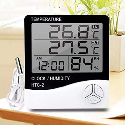 Picture of Hygromter HTC-2 Digital LCD Temperature Thermometer Humidity Meter Clock with Sensor Cable 