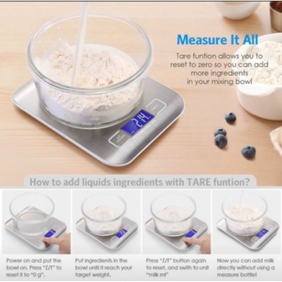 Picture of Gram Scale Digital Scale Digital Kitchen Scale Food Scale 5/10kg, Steel Stainless Electronic Balance Measuring Gs Scales For Cooking Baking Food Scale for Food Powder Medicine Gold Weed Silver