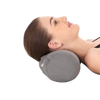 Picture of Ergonomically Designed High-Density PU FoamSoft Cushiony Feel and Plush Orthopaedic Neck and Back Support Round Cervical Pillow for Women and Men Universal Size Grey