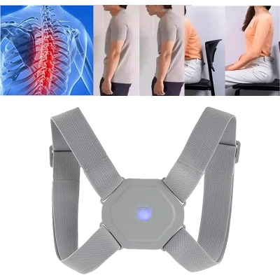 Picture of Smart Posture Corrector for Women Men Kids, Electronic Posture Reminder with Sensor Vibration, Adjustable Upper Back Brace Straightener for Hunching - 200mAh Battery Light Ash