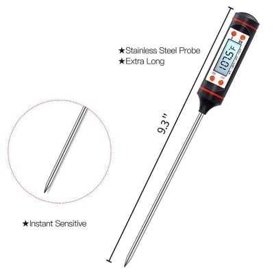 Picture of Electronic Digital BBQ Thermometer -50 To 300'C Instant Read Oven Thermometer Tools Probe Household Thermometer with Long Probe White