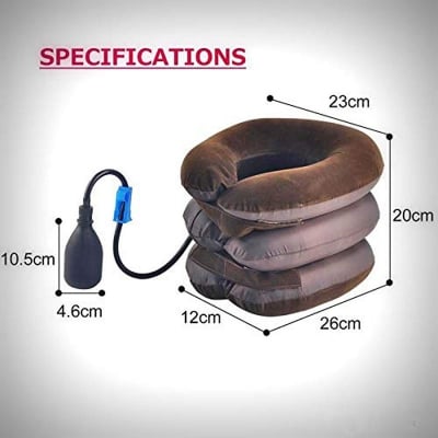 Picture of Cervical Neck Traction Device Neck Massager For Pain And Stress Relief Cervical Collar For Neck Pain Inflatable Neck Support Cervical Airbag 3 Layer Massager For Neck Cervical Spine Massager 3 Layer Portable Neck Pillow Multicolor