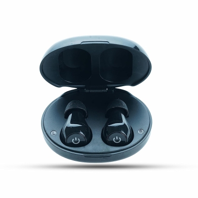 Picture of Digital Rechargeable Both Ear Wireless Finger Touch Both ear Mini CIC Hearing Aid Machine for Deaf (Black) 
