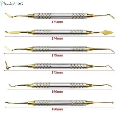 Picture of 6Pcs/Kit Dental Composite Resin Filling Spatulas Double Head Titanium Plated Head Fill Restoration Set Dentist Accessories Tool Multicolor