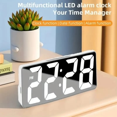 Picture of  LED Mirror Digital Alarm Clock Table Clock Desktop Clock With Temperature Display