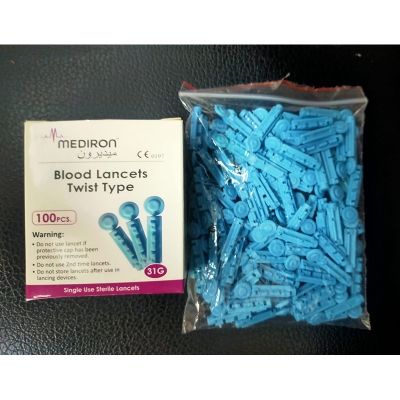 Picture of Mediron Blood Lancet 100 pcs 1box Blue