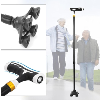 Picture of Folding Trekking Poles T-handle Hiking Anti-Slip Poles Cane Walking Stick Cane Crutch with LED Light Mountaineering Hiking Tools Multicolor