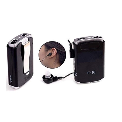 Picture of AA Super Axon F-16 Pocket Model Hearing AID Ear Machine with Superior Sound Quality Amplifier and Mini Adjustable Tone for Deaf People Suitable for upto 50% Hearing Black
