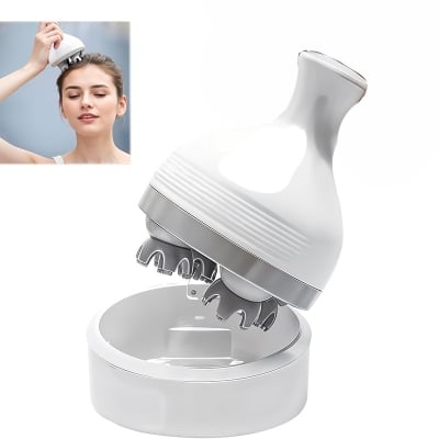 Picture of Hair Scalp Rechargeable Electric Head Kneading Massager, Handheld Portable Head Scratcher Massager for Hair Growth, Full Body Pain Relief, Deep Clean & Stress free White-Sky blue