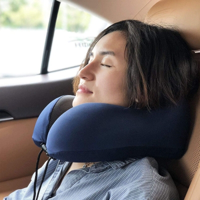 Picture of Travel Pillow Breathable Comfortable Memory Foam Pillow Easy to Carry Neck Pillow with Phone Holder Multicolor
